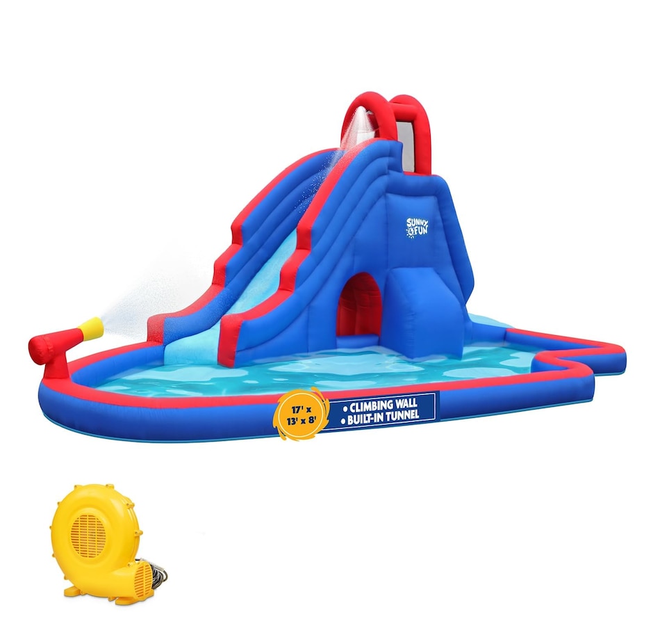 Image 891229.jpg, Product 891-229 / Price $599.99, Sunny & Fun Slide ‘N Spray Inflatable Water Slide Park with Climbing Wall, Slide & Pool from Sunny & Fun on TSC.ca's Home & Garden department