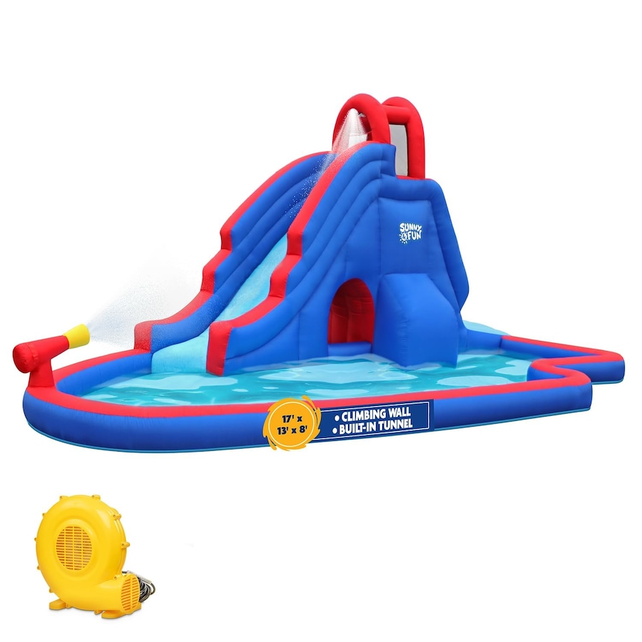 Image 891229.jpg, Product 891-229 / Price $599.99, Sunny & Fun Slide ‘N Spray Inflatable Water Slide Park with Climbing Wall, Slide & Pool from Sunny & Fun on TSC.ca's Home & Garden department