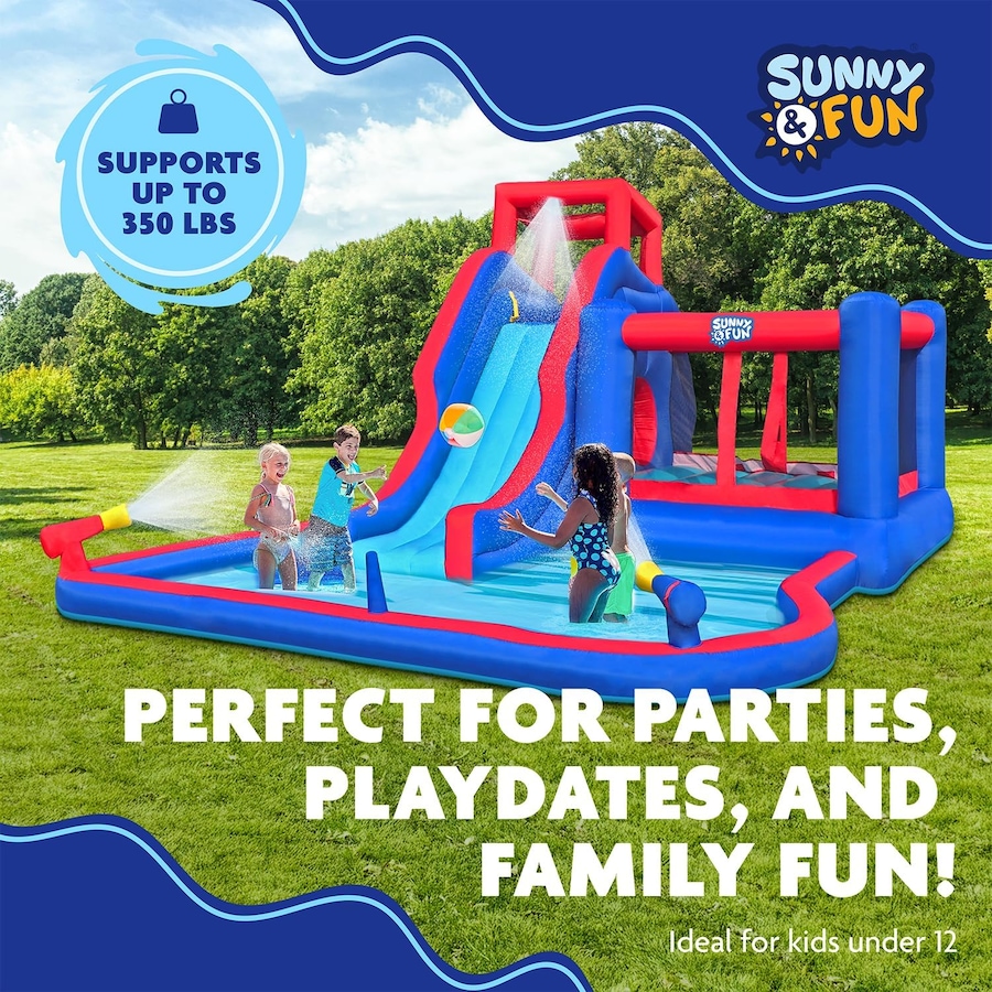 Image 891255_ALTMORE10.jpg, Product 891-255 / Price $899.99, Sunny & Fun 2-in-1 Bounce & Blast Inflatable Water Slide Park with Slide, Bounce House & Pool from Sunny & Fun on TSC.ca's Home & Garden department
