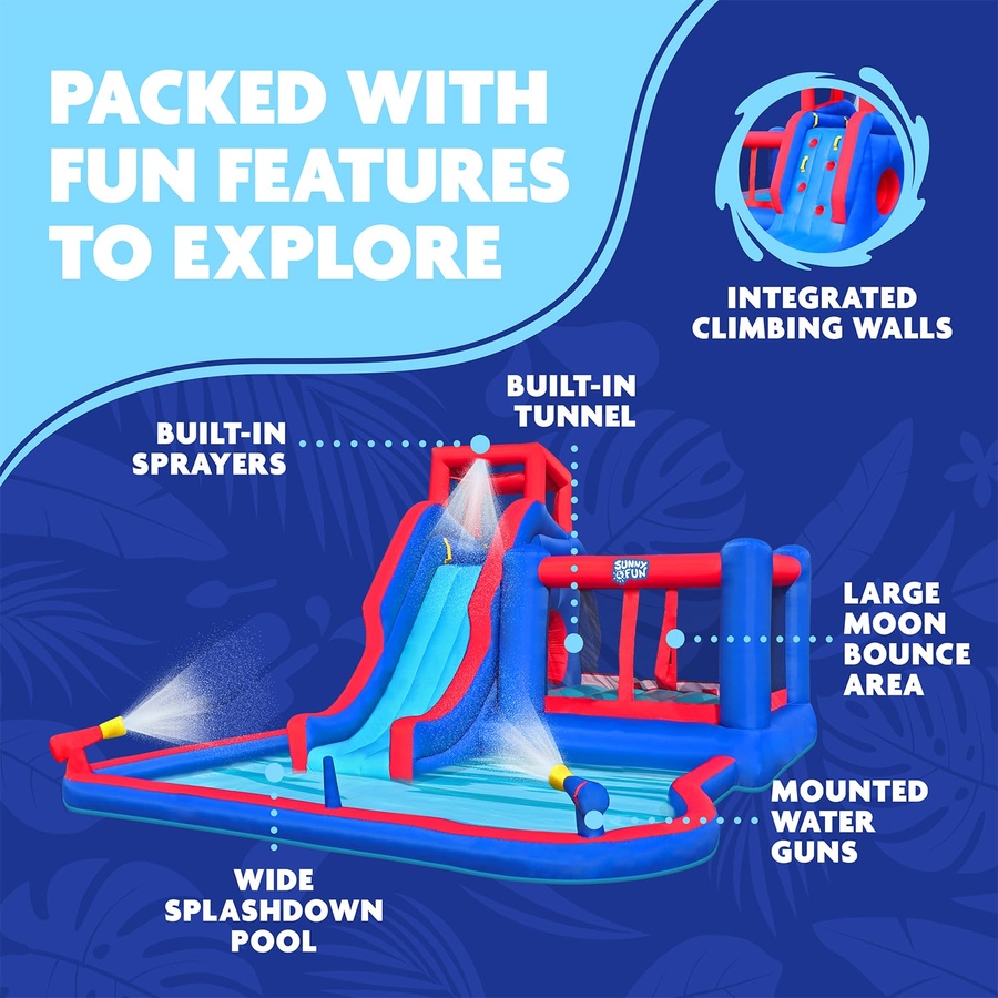Image 891255_ALTMORE9.jpg, Product 891-255 / Price $899.99, Sunny & Fun 2-in-1 Bounce & Blast Inflatable Water Slide Park with Slide, Bounce House & Pool from Sunny & Fun on TSC.ca's Home & Garden department