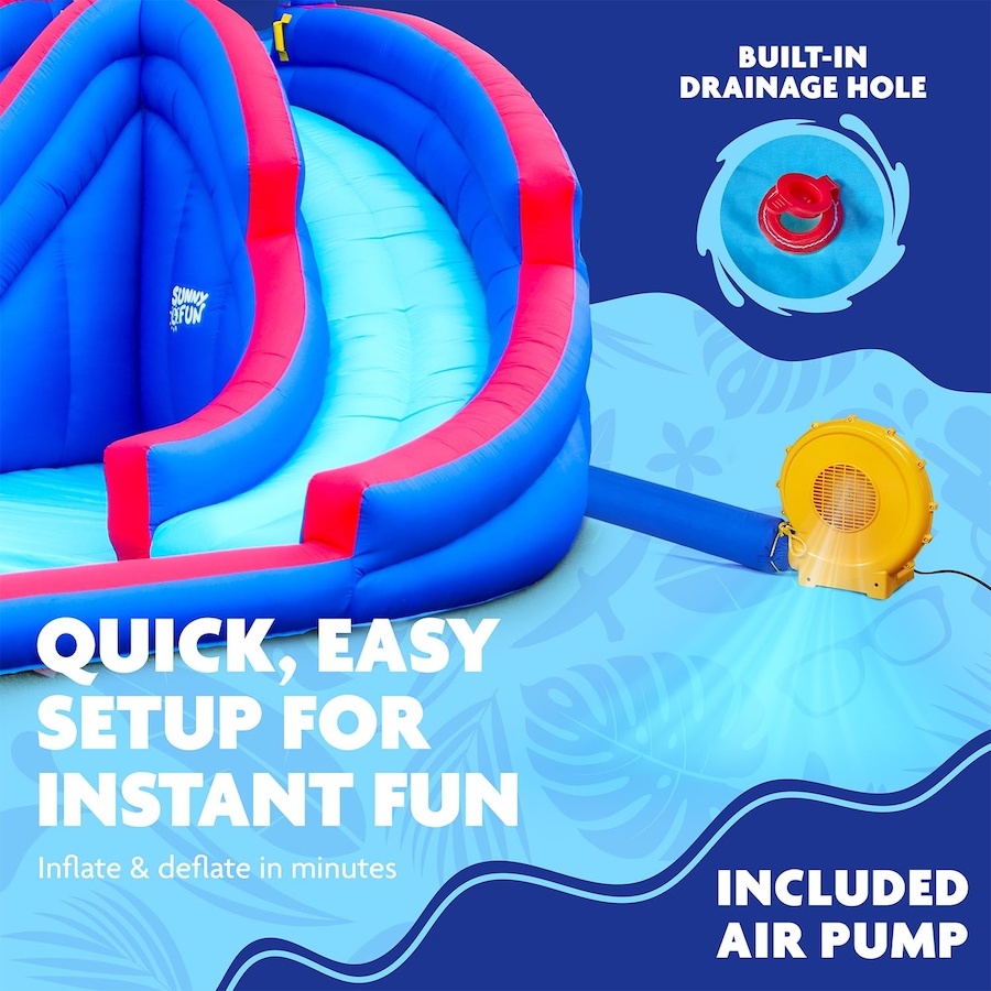 Image 891269_ALTMORE12.jpg, Product 891-269 / Price $1,499.99, Sunny & Fun Mega Sport Inflatable Water Slide Park W/Climbing Wall, Triple Slide & Pool - Red/Blue from Sunny & Fun on TSC.ca's Home & Garden department