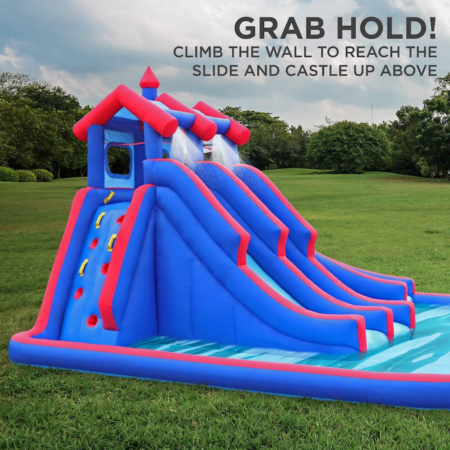 Image 891269_ALTMORE2.jpg, Product 891-269 / Price $1,499.99, Sunny & Fun Mega Sport Inflatable Water Slide Park W/Climbing Wall, Triple Slide & Pool - Red/Blue from Sunny & Fun on TSC.ca's Home & Garden department