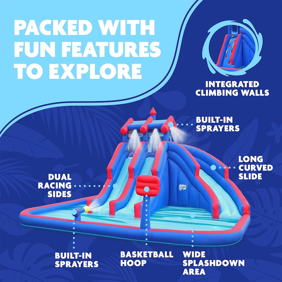 Image 891269_ALTMORE8.jpg, Product 891-269 / Price $1,499.99, Sunny & Fun Mega Sport Inflatable Water Slide Park W/Climbing Wall, Triple Slide & Pool - Red/Blue from Sunny & Fun on TSC.ca's Home & Garden department