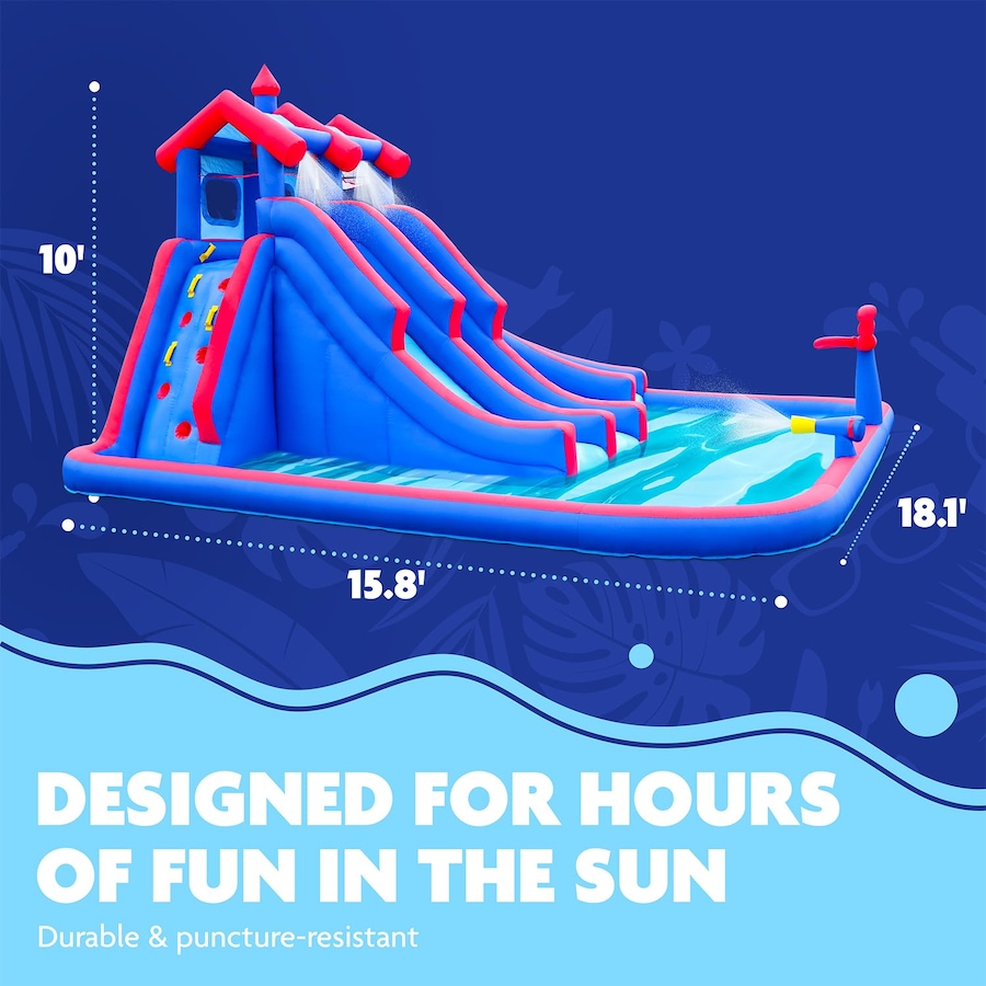 Image 891269_ALTMORE9.jpg, Product 891-269 / Price $1,499.99, Sunny & Fun Mega Sport Inflatable Water Slide Park W/Climbing Wall, Triple Slide & Pool - Red/Blue from Sunny & Fun on TSC.ca's Home & Garden department