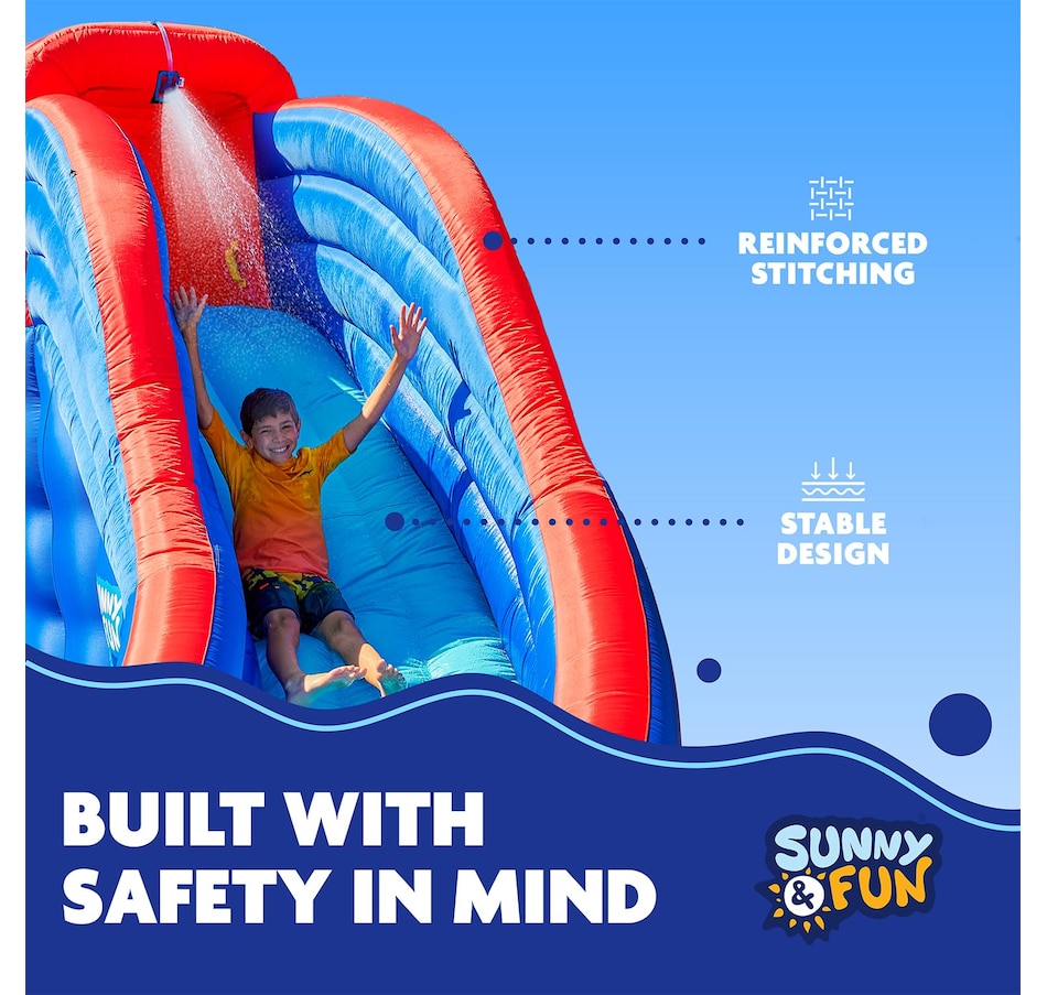 Image 891272_ALTMORE11.jpg, Product 891-272 / Price $1,499.99, Sunny & Fun Deluxe Adventure Inflatable Water Slide Park with Climbing Wall, 2 Slides & Splash Pool from Sunny & Fun on TSC.ca's Home & Garden department