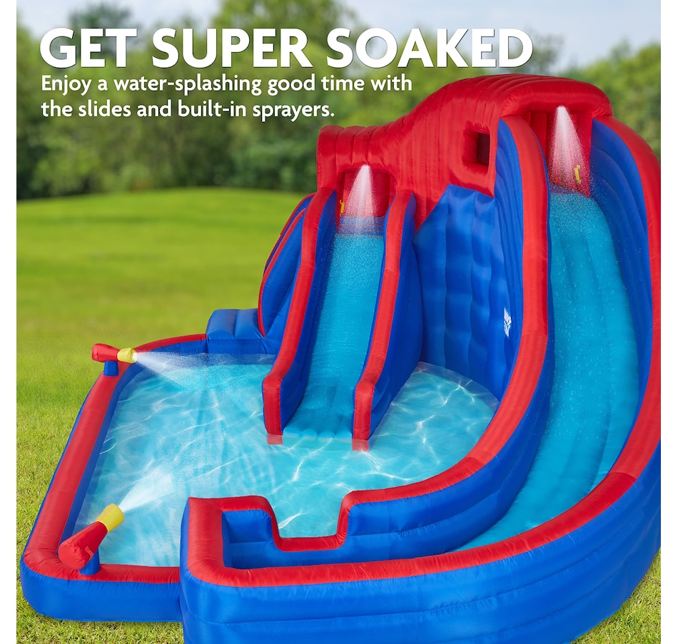 Image 891272_ALTMORE3.jpg, Product 891-272 / Price $1,499.99, Sunny & Fun Deluxe Adventure Inflatable Water Slide Park with Climbing Wall, 2 Slides & Splash Pool from Sunny & Fun on TSC.ca's Home & Garden department