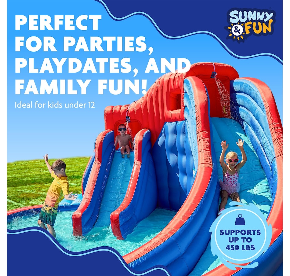 Image 891272_ALTMORE9.jpg, Product 891-272 / Price $1,499.99, Sunny & Fun Deluxe Adventure Inflatable Water Slide Park with Climbing Wall, 2 Slides & Splash Pool from Sunny & Fun on TSC.ca's Home & Garden department