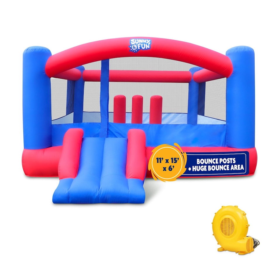 Image 891277.jpg, Product 891-277 / Price $635.00, Sunny & Fun Giant Inflatable Bounce House with Built-In Posts, Air Pump & Carrying Case - Red/Blue from Sunny & Fun on TSC.ca's Home & Garden department
