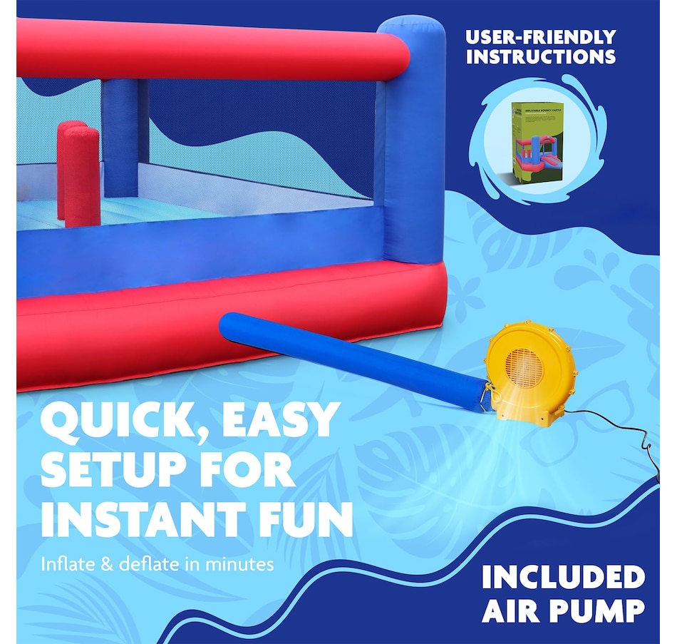 Image 891277_ALTMORE11.jpg, Product 891-277 / Price $635.00, Sunny & Fun Giant Inflatable Bounce House with Built-In Posts, Air Pump & Carrying Case - Red/Blue from Sunny & Fun on TSC.ca's Home & Garden department