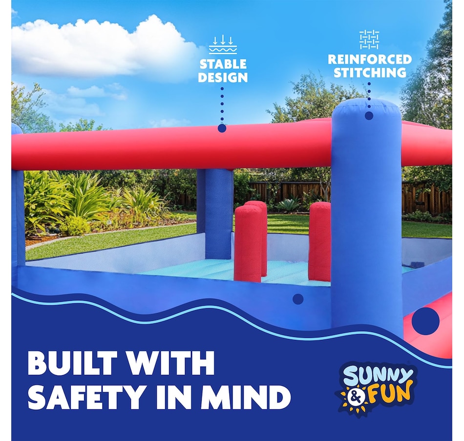 Image 891277_ALTMORE9.jpg, Product 891-277 / Price $635.00, Sunny & Fun Giant Inflatable Bounce House with Built-In Posts, Air Pump & Carrying Case - Red/Blue from Sunny & Fun on TSC.ca's Home & Garden department