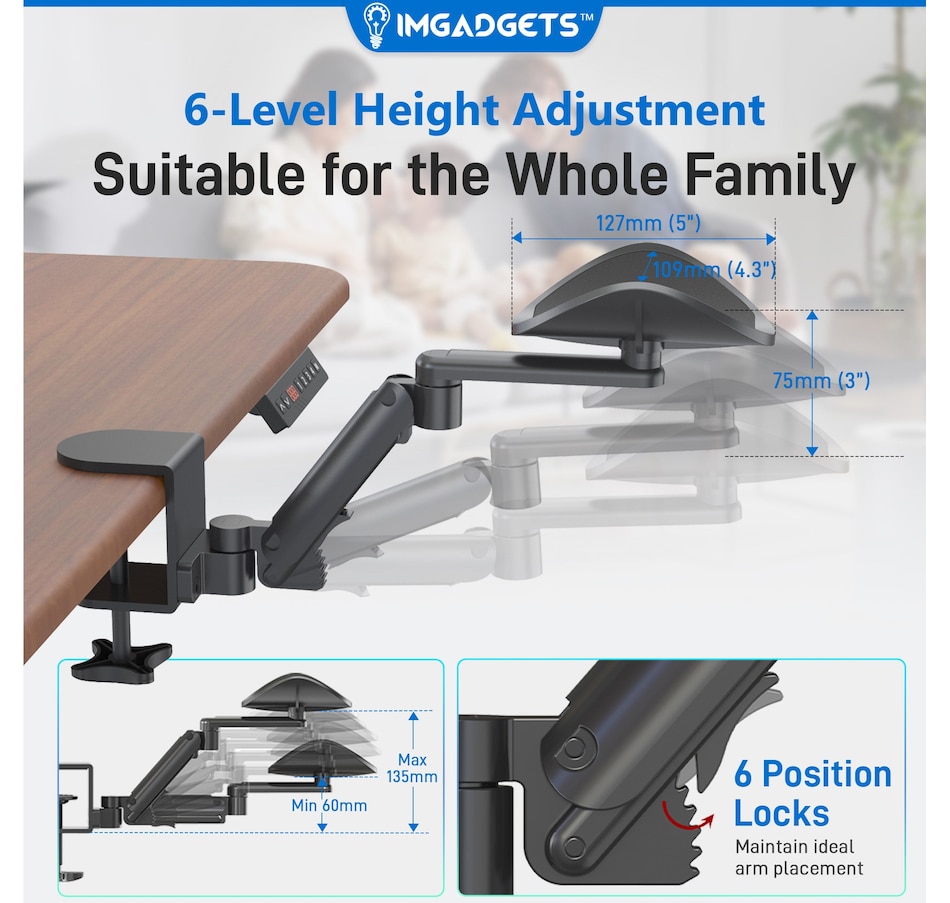 Image 891286_ALTMORE2.jpg, Product 891-286 / Price $49.99, Adjustable Clamp-On Rotating Armrest with 360-Degree Rotation | Perfect for Work and Gaming | Ergonomic Support | Easy Installation |12 kg (26.5 lbs) Weight Capacity from IMGadgets on TSC.ca's Home & Garden department
