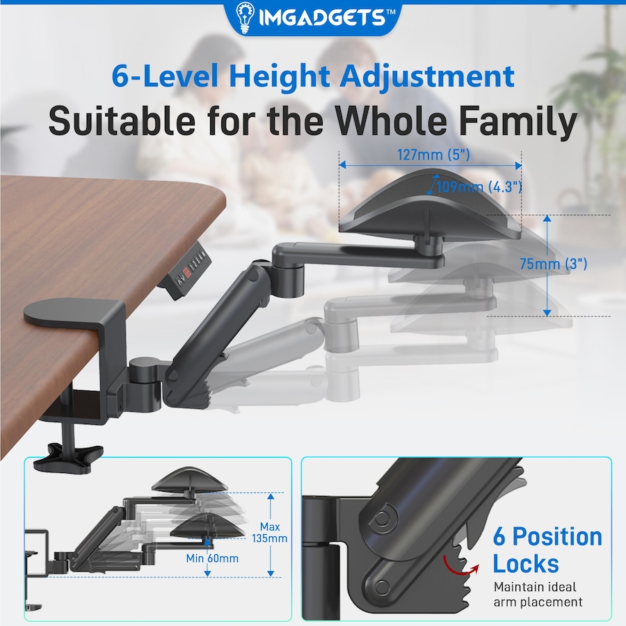 Image 891286_ALTMORE2.jpg, Product 891-286 / Price $49.99, Adjustable Clamp-On Rotating Armrest with 360-Degree Rotation | Perfect for Work and Gaming | Ergonomic Support | Easy Installation |12 kg (26.5 lbs) Weight Capacity from IMGadgets on TSC.ca's Home & Garden department