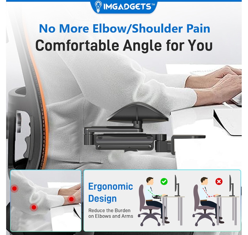 Image 891286_ALTMORE3.jpg, Product 891-286 / Price $49.99, Adjustable Clamp-On Rotating Armrest with 360-Degree Rotation | Perfect for Work and Gaming | Ergonomic Support | Easy Installation |12 kg (26.5 lbs) Weight Capacity from IMGadgets on TSC.ca's Home & Garden department