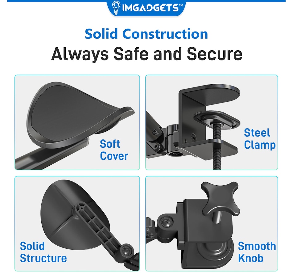 Image 891286_ALTMORE6.jpg, Product 891-286 / Price $49.99, Adjustable Clamp-On Rotating Armrest with 360-Degree Rotation | Perfect for Work and Gaming | Ergonomic Support | Easy Installation |12 kg (26.5 lbs) Weight Capacity from IMGadgets on TSC.ca's Home & Garden department