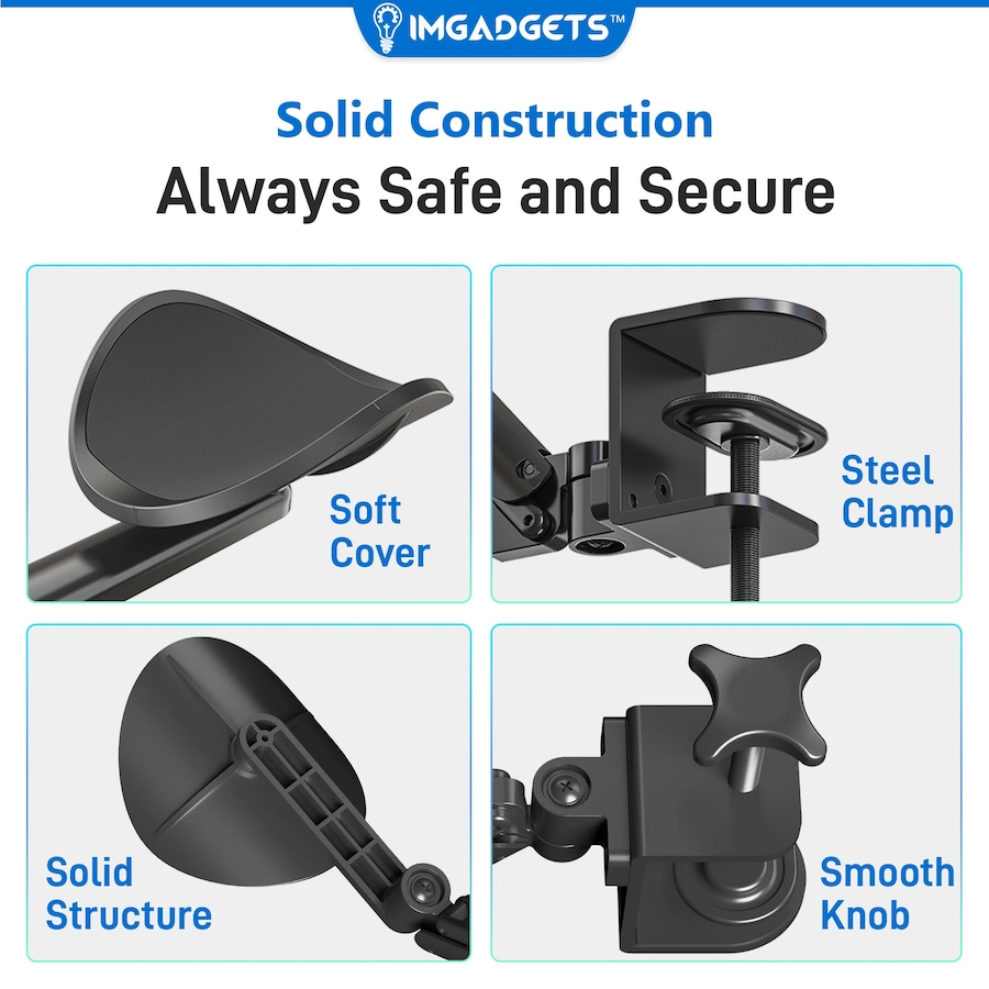 Image 891286_ALTMORE6.jpg, Product 891-286 / Price $49.99, Adjustable Clamp-On Rotating Armrest with 360-Degree Rotation | Perfect for Work and Gaming | Ergonomic Support | Easy Installation |12 kg (26.5 lbs) Weight Capacity from IMGadgets on TSC.ca's Home & Garden department
