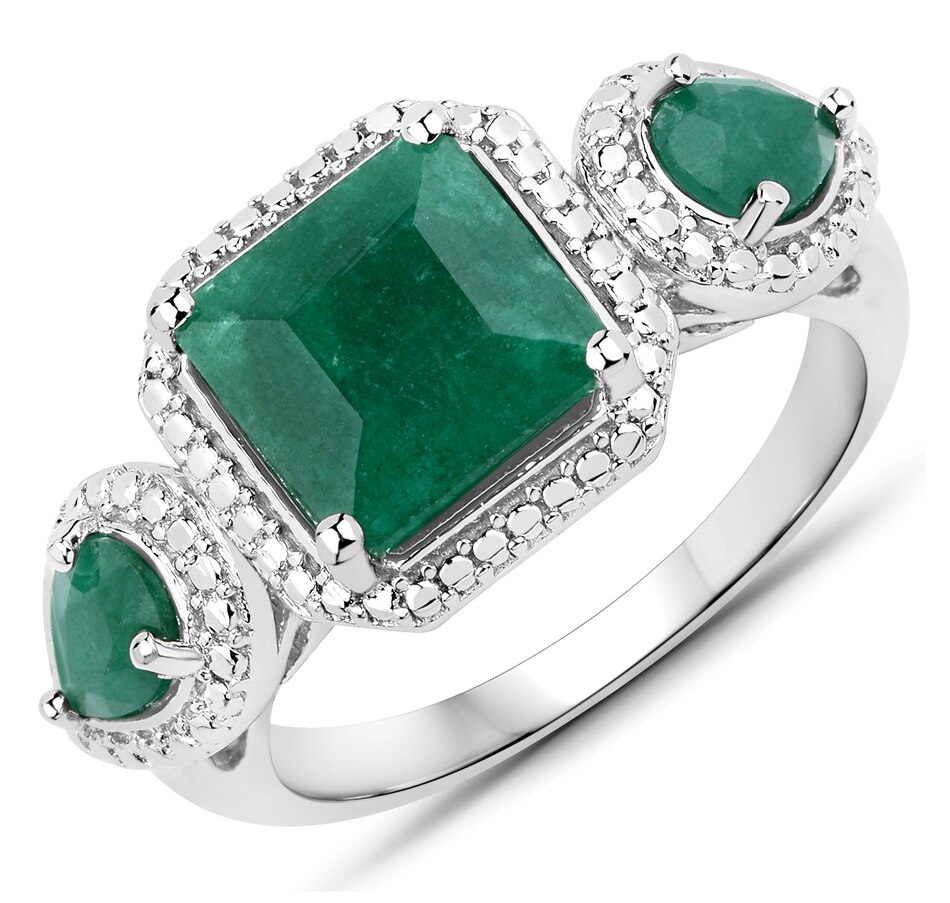 2.74 Carat Dyed Emerald .925 Sterling Silver Ring