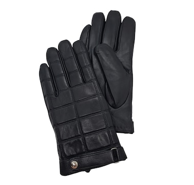 Barbour quilted leather gloves black online