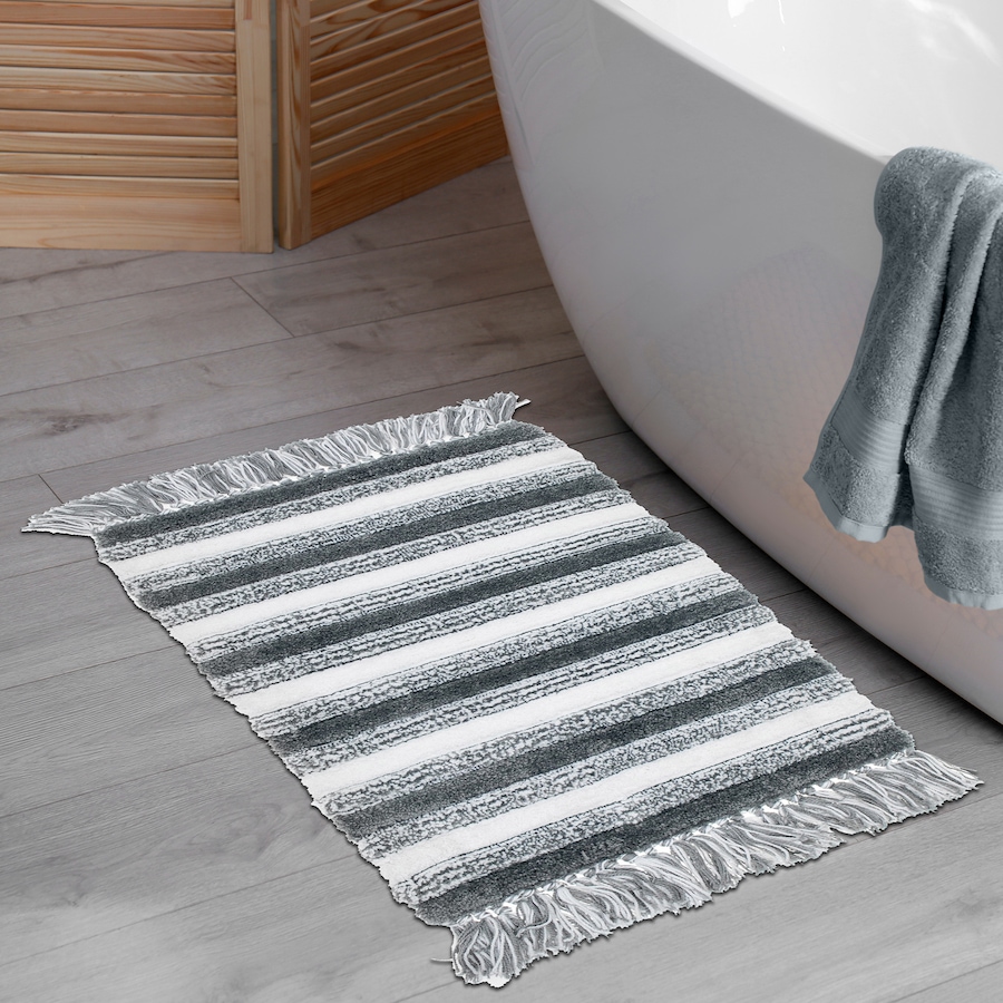 Image 893612_ALTMORE10.jpg, Product 893-612 / Price $34.97, Microfibre Striped Bath Mat With Fringe 20" x 32" from Maison Concepts on TSC.ca's Home & Garden department