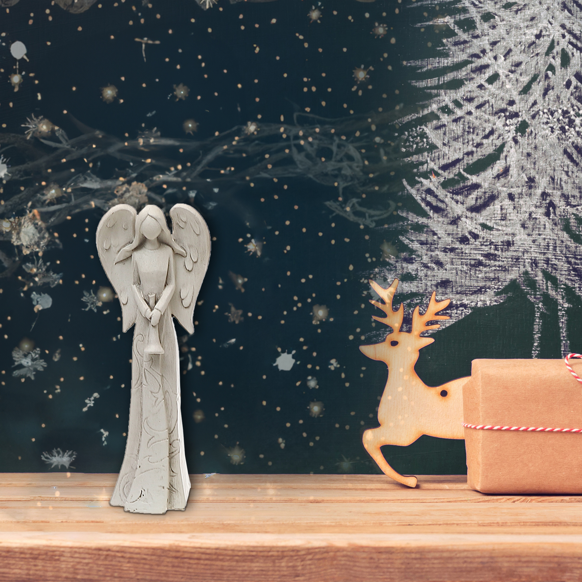 【新品】 Angel White Veil 2個 Christmas Polyresin Angel With Engravings - Set of 2 - TSC.ca