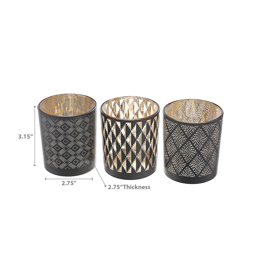 Image 893865_ALTMORE2.jpg, Product 893-865 / Price $34.97, Glass Tealight Holder Black Pattern  - Set of 3 from Maison Concepts on TSC.ca's Home & Garden department