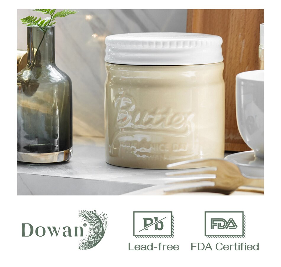 Kitchen Tabletop & Bar DOWAN Porcelain Butter Crock with Lid