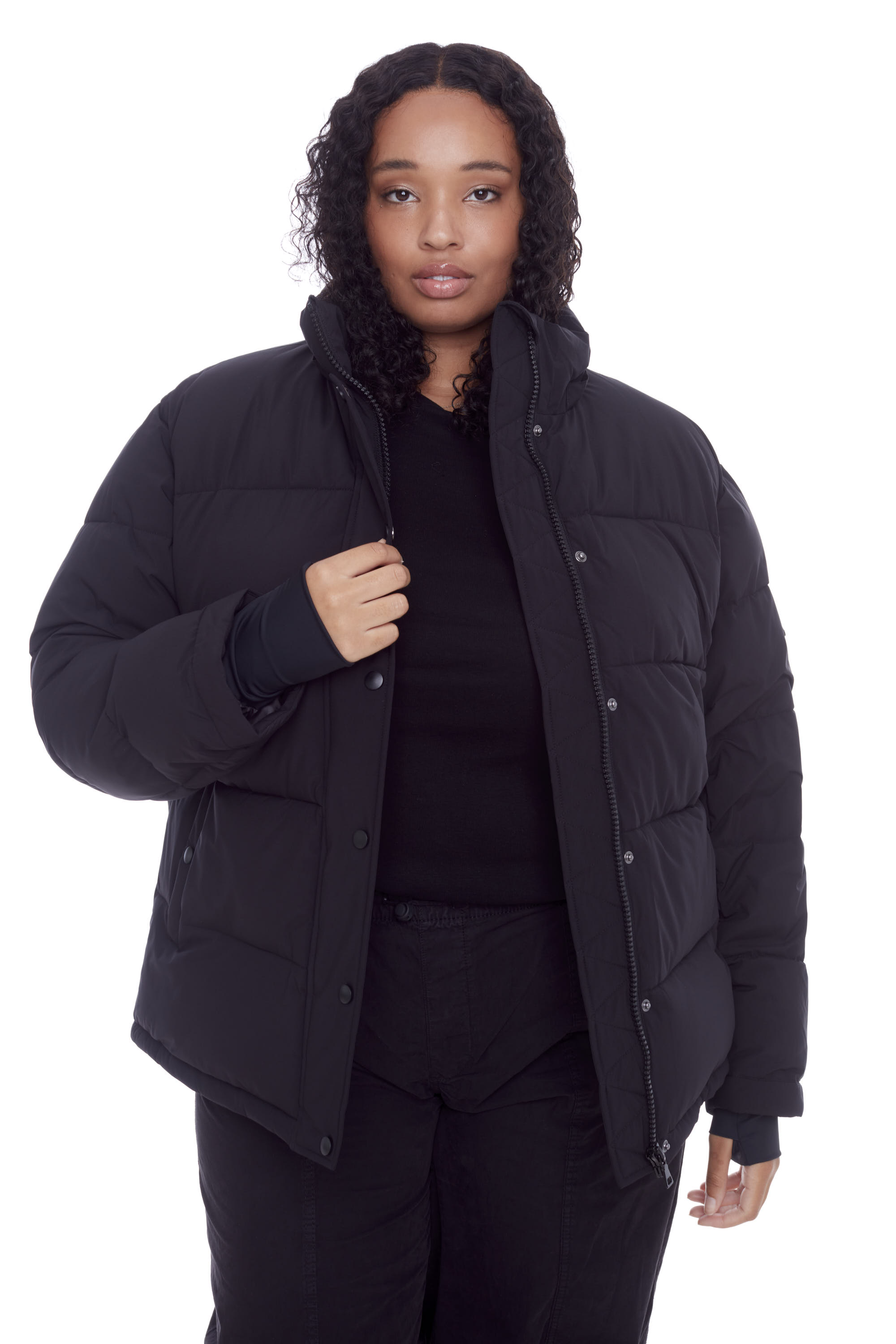 Plus size puffer hot sale coat with hood