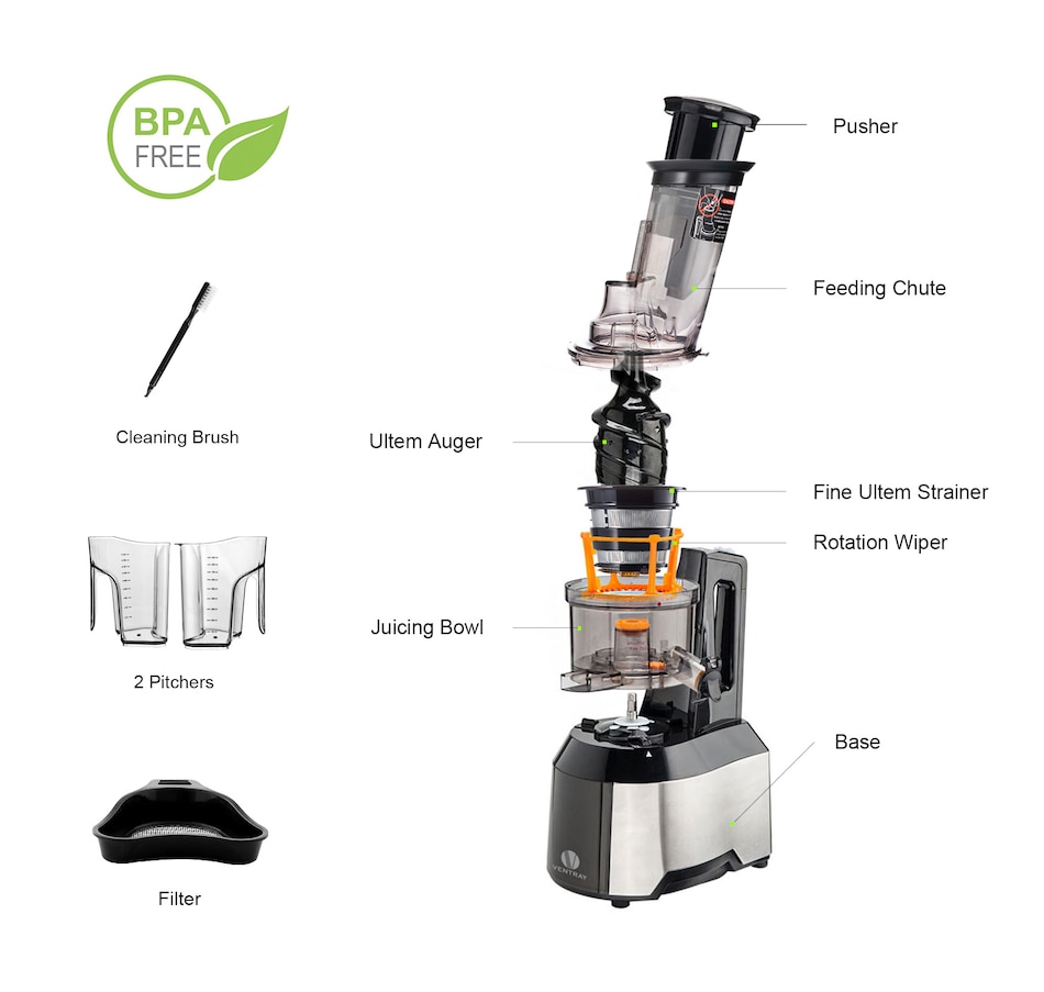 Image 899017_ALTMORE5.jpg, Product 899-017 / Price $249.99, Ventray Big Feeding Mouth,Large Chute,Masticating Juicer Black from Ventray on TSC.ca's Kitchen department