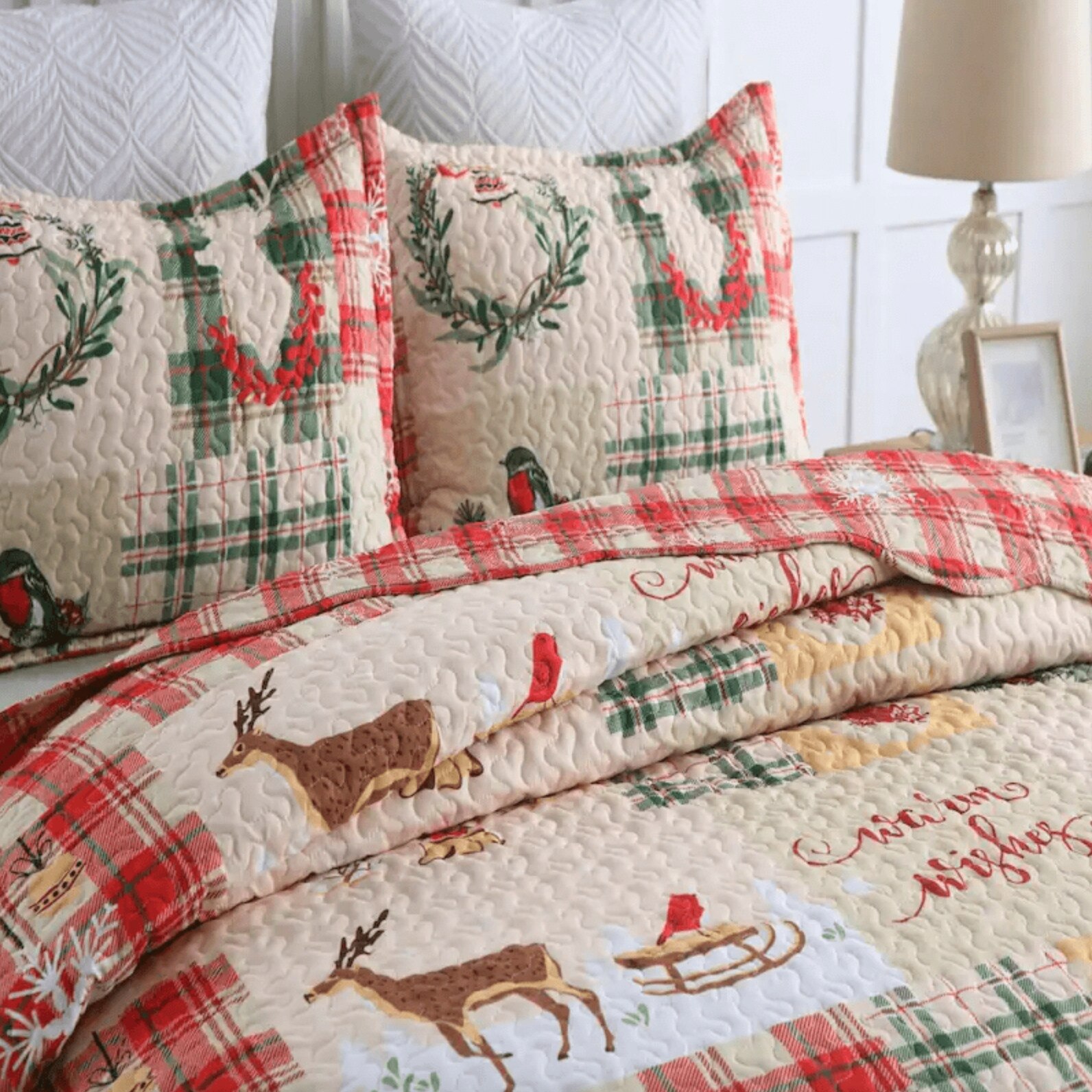 Quilted christmas pillow shams best sale