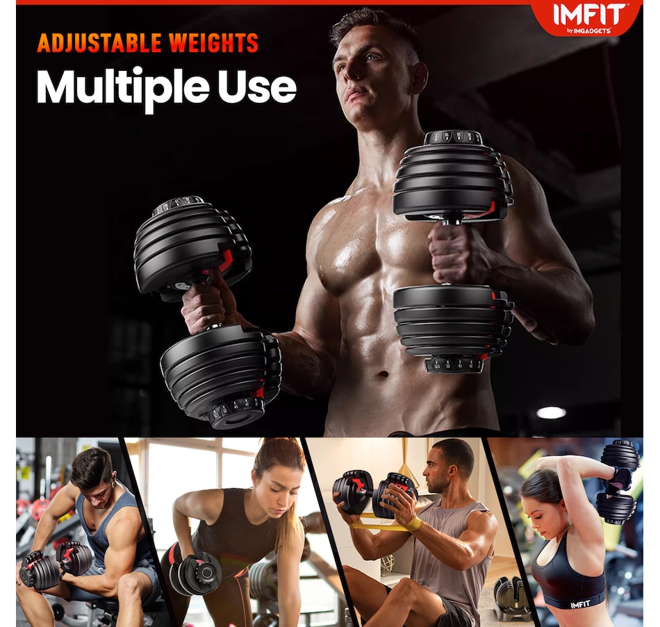 Image 899043_ALTMORE11.jpg, Product 899-043 / Price $269.99, IMFit 5lb-52.5lb Adjustable Dumbbell with Free Hand Grip Strengthener (Quantity: 2 Dumbbells) from IMGadgets on TSC.ca's Health & Fitness department