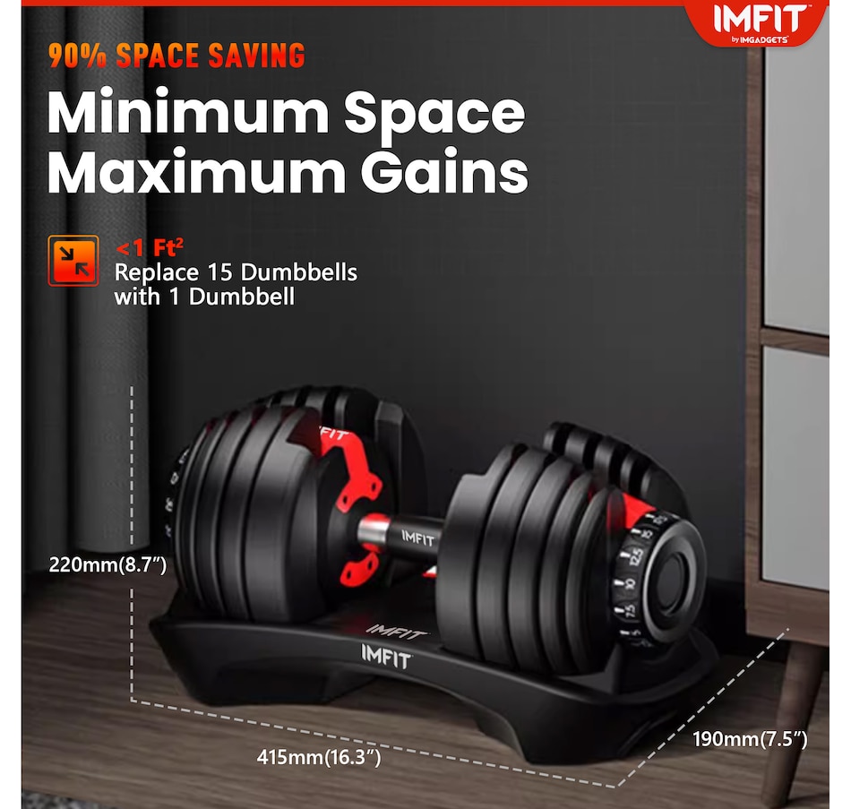 Image 899043_ALTMORE12.jpg, Product 899-043 / Price $269.99, IMFit 5lb-52.5lb Adjustable Dumbbell with Free Hand Grip Strengthener (Quantity: 2 Dumbbells) from IMGadgets on TSC.ca's Health & Fitness department