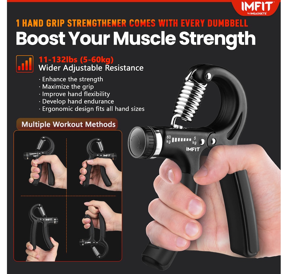 Image 899043_ALTMORE13.jpg, Product 899-043 / Price $269.99, IMFit 5lb-52.5lb Adjustable Dumbbell with Free Hand Grip Strengthener (Quantity: 2 Dumbbells) from IMGadgets on TSC.ca's Health & Fitness department