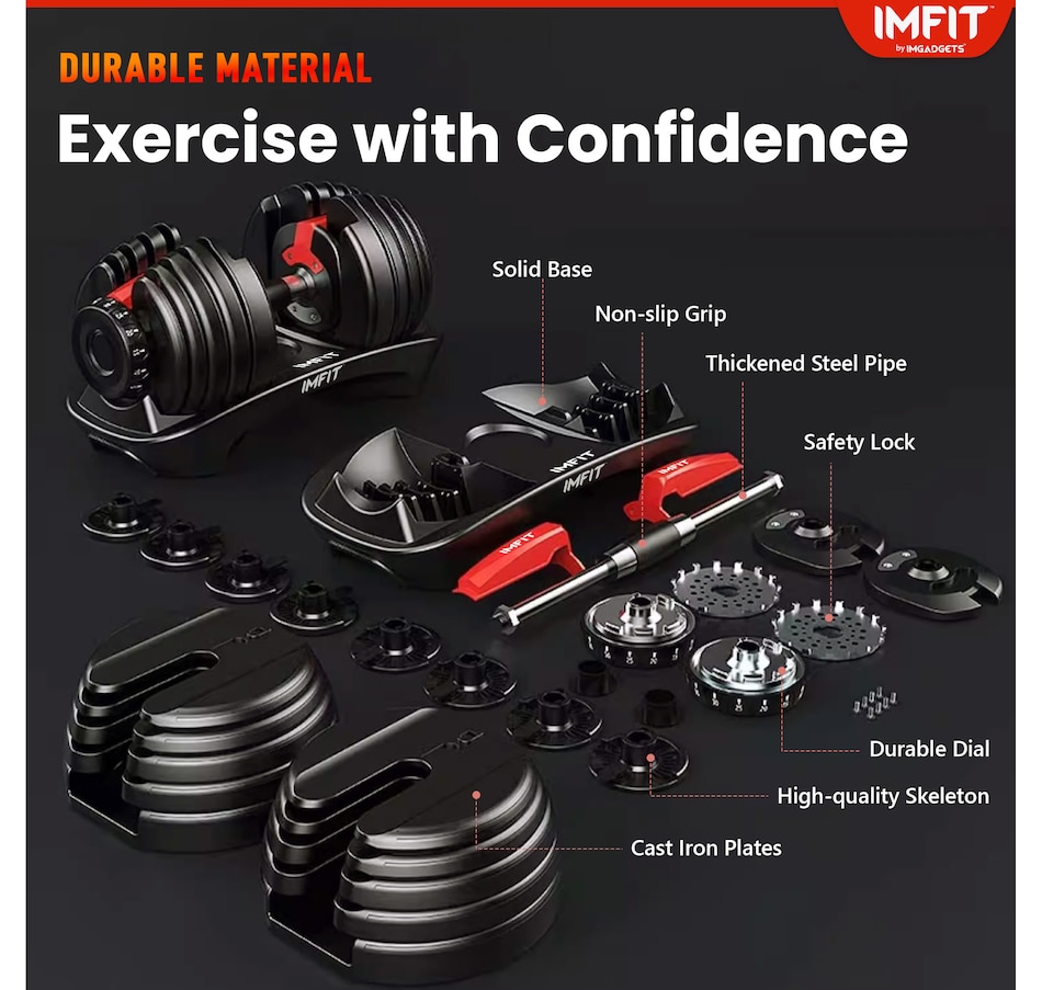 Image 899043_ALTMORE14.jpg, Product 899-043 / Price $269.99, IMFit 5lb-52.5lb Adjustable Dumbbell with Free Hand Grip Strengthener (Quantity: 2 Dumbbells) from IMGadgets on TSC.ca's Health & Fitness department