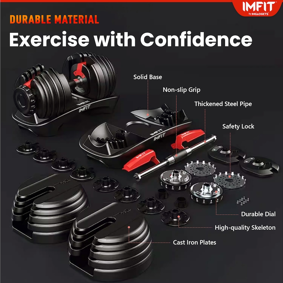 Image 899043_ALTMORE14.jpg, Product 899-043 / Price $249.99, IMFit 5–52.5 lb Adjustable Dumbbell Set with 2 Hand Grips & 2 Jump Ropes from IMGadgets on TSC.ca's Health & Fitness department
