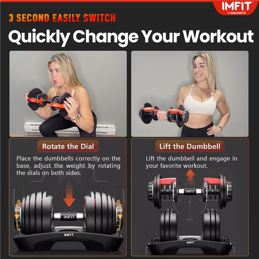 Image 899043_ALTMORE8.jpg, Product 899-043 / Price $249.99, IMFit 5–52.5 lb Adjustable Dumbbell Set with 2 Hand Grips & 2 Jump Ropes from IMGadgets on TSC.ca's Health & Fitness department