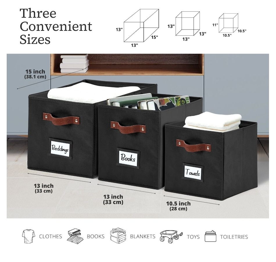 Image 899143_ALTMORE115.jpg, Product 899-143 / Price $28.99, Collapsible Cube Storage Bins with Card Holder | Fabric Closet Organizers from DECOMOMO® on TSC.ca's department