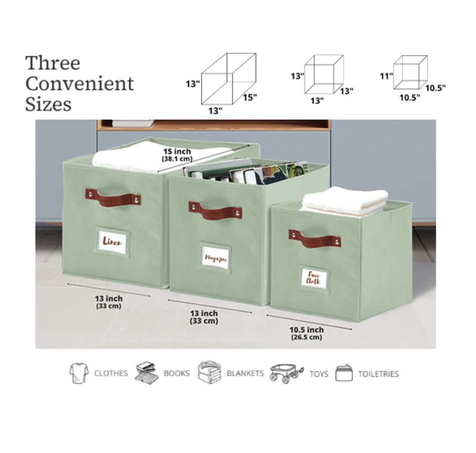 Image 899143_ALTMORE21.jpg, Product 899-143 / Price $28.99, Collapsible Cube Storage Bins with Card Holder | Fabric Closet Organizers from DECOMOMO® on TSC.ca's department