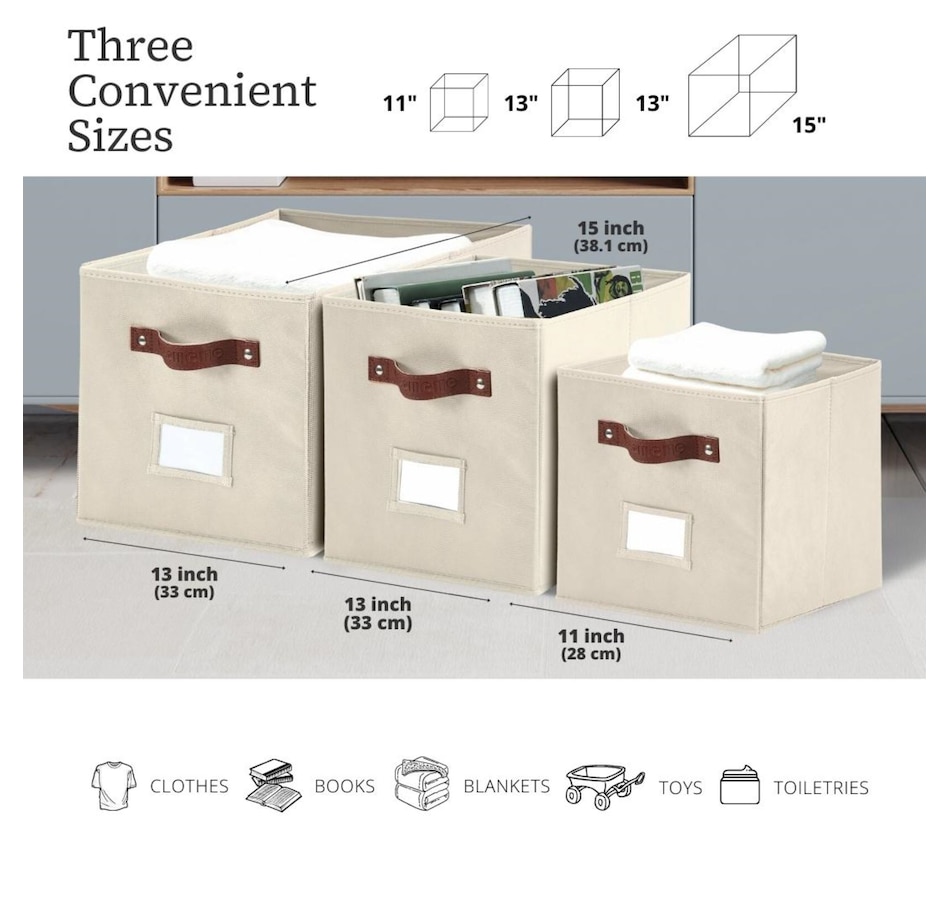 Image 899143_ALTMORE35.jpg, Product 899-143 / Price $28.99, Collapsible Cube Storage Bins with Card Holder | Fabric Closet Organizers from DECOMOMO® on TSC.ca's department