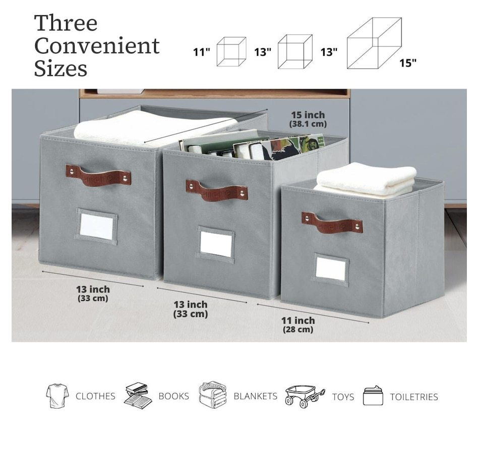 Image 899143_ALTMORE50.jpg, Product 899-143 / Price $28.99, Collapsible Cube Storage Bins with Card Holder | Fabric Closet Organizers from DECOMOMO® on TSC.ca's department