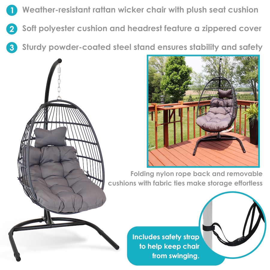Image 899365_ALTMORE23.jpg, Product 899-365 / Price $693.15, Collapsible Wicker Rattan Egg Chair with Stand from Sunnydaze Décor on TSC.ca's Home & Garden department