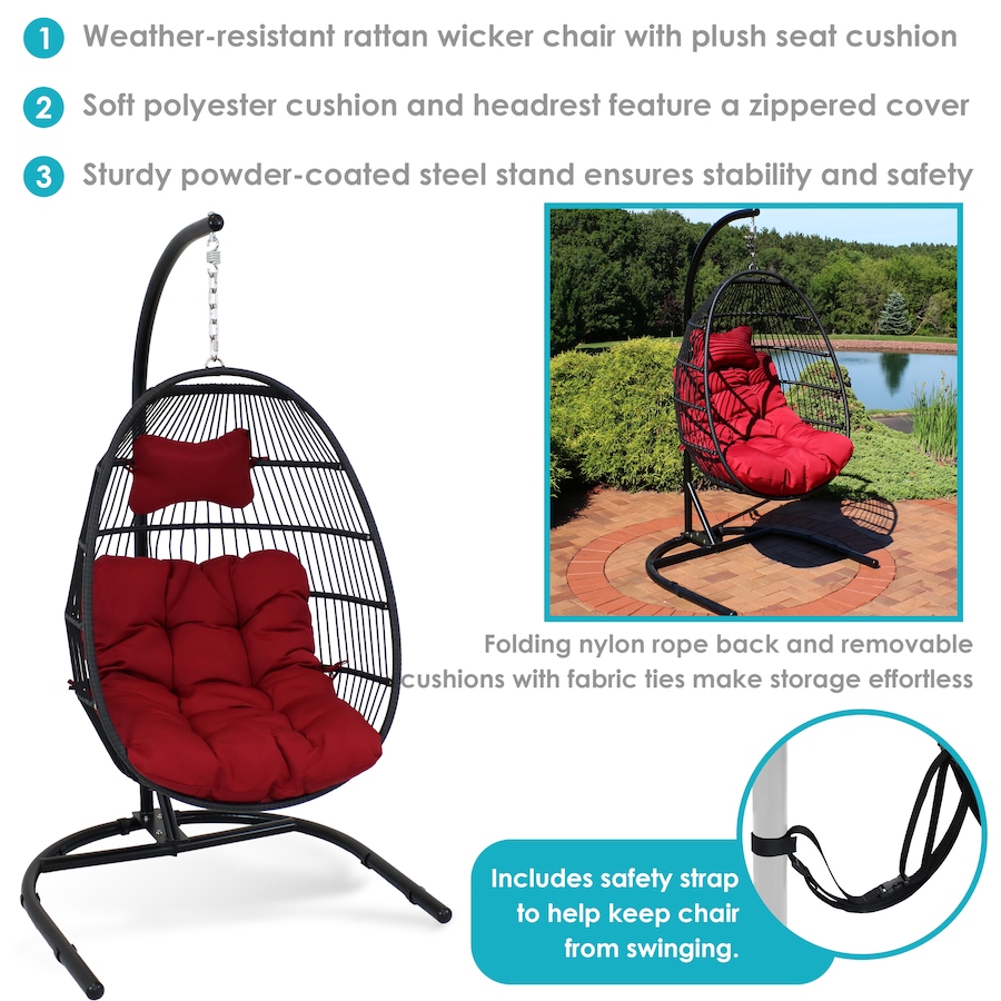 Image 899365_ALTMORE29.jpg, Product 899-365 / Price $693.15, Collapsible Wicker Rattan Egg Chair with Stand from Sunnydaze Décor on TSC.ca's Home & Garden department