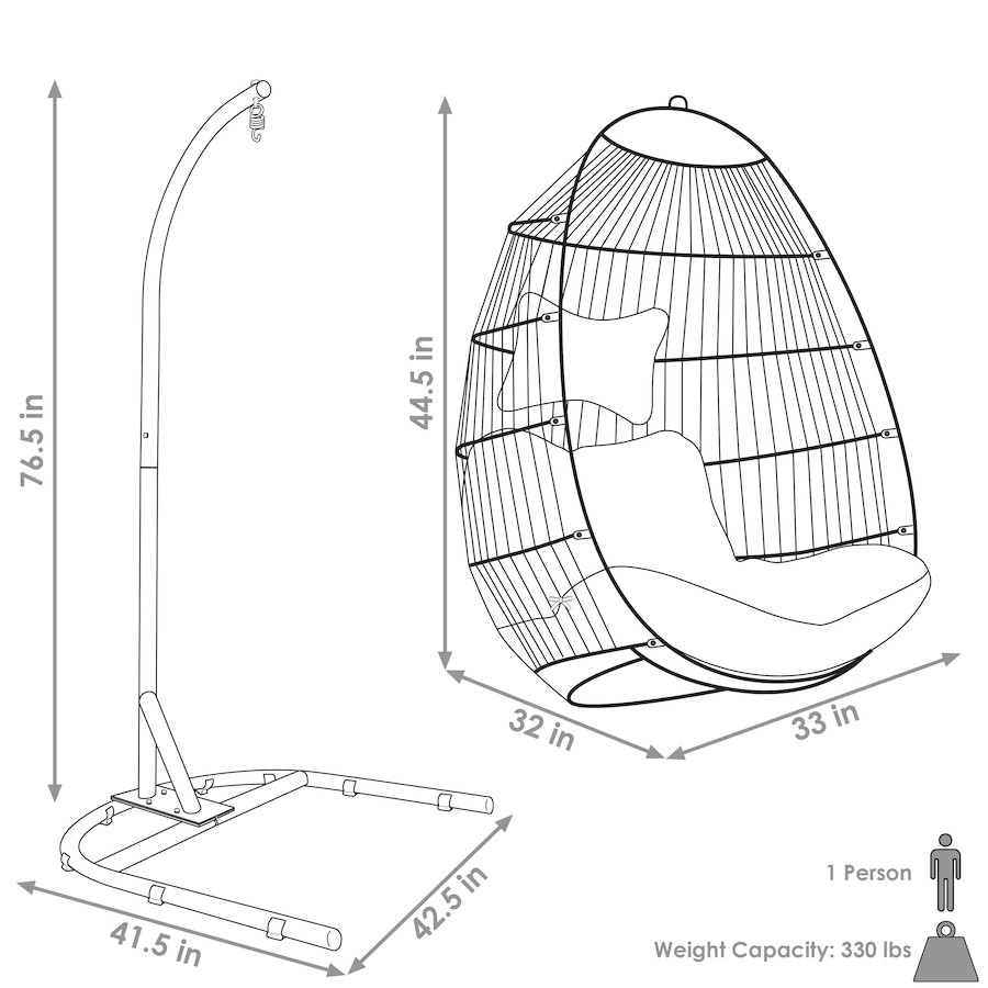 Image 899365_ALTMORE31.jpg, Product 899-365 / Price $693.15, Collapsible Wicker Rattan Egg Chair with Stand from Sunnydaze Décor on TSC.ca's Home & Garden department