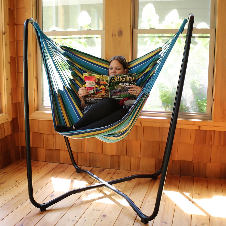 Image 899388_ALTMORE26.jpg, Product 899-388 / Price $203.05, Hanging Rope Hammock Chair with Space-Saving Stand from Sunnydaze Décor on TSC.ca's Home & Garden department