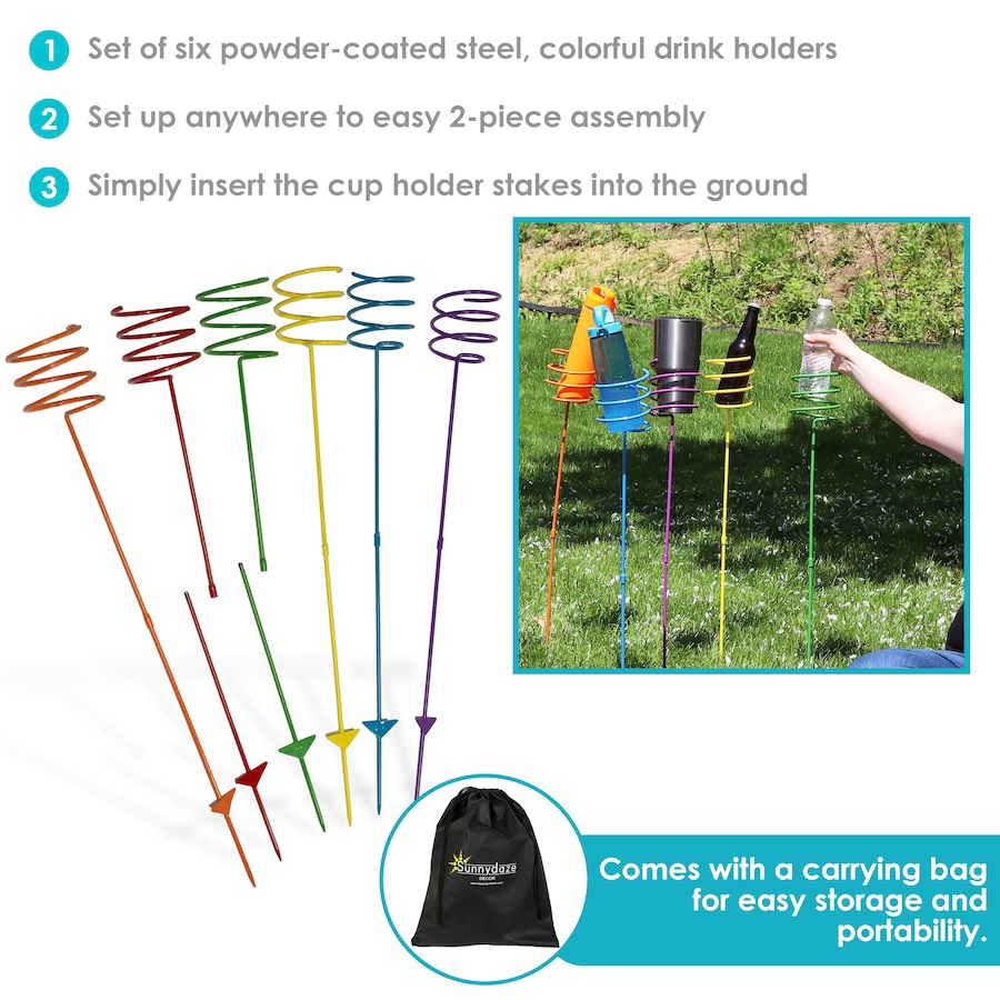 Image 899454_ALTMORE2.jpg, Product 899-454 / Price $61.05, Heavy-Duty Metal Drink Holder Stakes from Sunnydaze Décor on TSC.ca's Home & Garden department