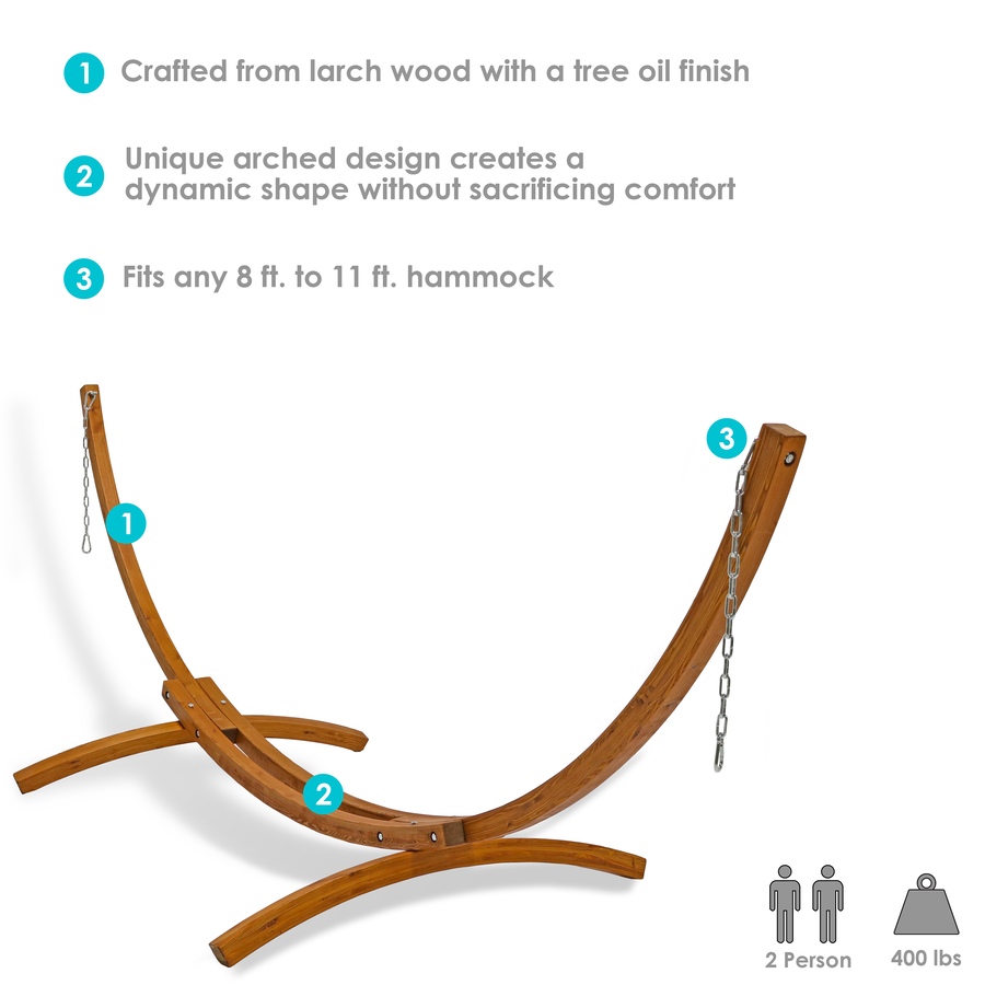 Image 899461_ALTMORE19.jpg, Product 899-461 / Price $470.85 - $540.35, Curved 2-Person Larch Wood Hammock Arc Stand from Sunnydaze Décor on TSC.ca's Home & Garden department