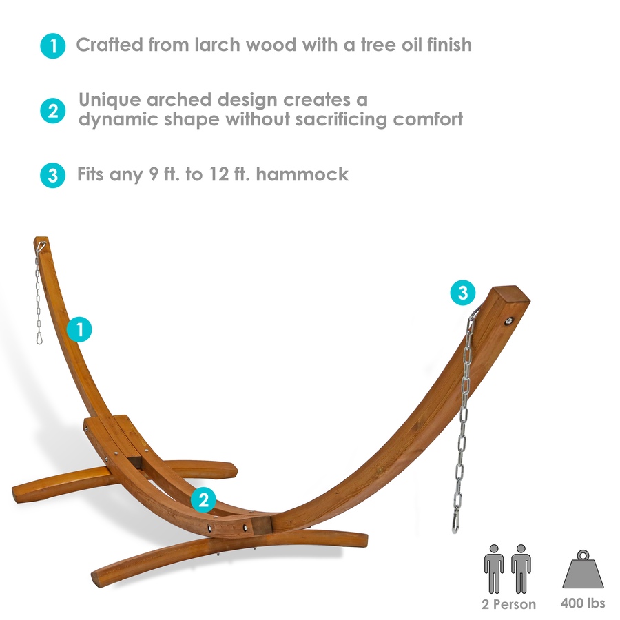 Image 899461_ALTMORE2.jpg, Product 899-461 / Price $470.85 - $540.35, Curved 2-Person Larch Wood Hammock Arc Stand from Sunnydaze Décor on TSC.ca's Home & Garden department