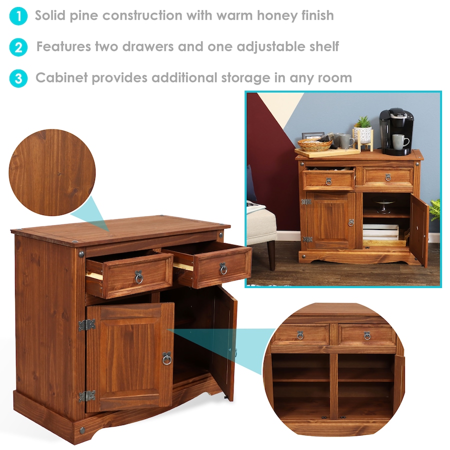 Image 899521_ALTMORE2.jpg, Product 899-521 / Price $377.15, Solid Pine Sideboard with 2 Drawers and 2 Doors from Sunnydaze Décor on TSC.ca's Home & Garden department