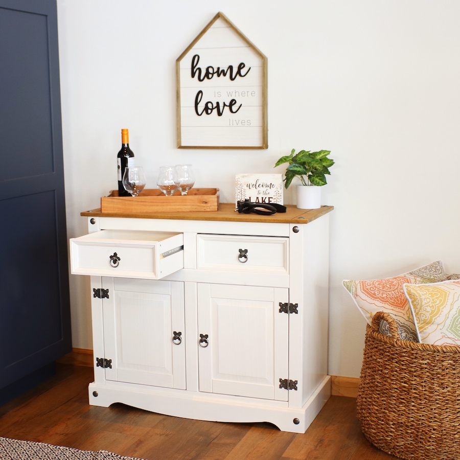 Image 899521_ALTMORE24.jpg, Product 899-521 / Price $377.15, Solid Pine Sideboard with 2 Drawers and 2 Doors from Sunnydaze Décor on TSC.ca's Home & Garden department