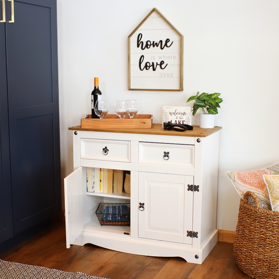 Image 899521_ALTMORE29.jpg, Product 899-521 / Price $377.15, Solid Pine Sideboard with 2 Drawers and 2 Doors from Sunnydaze Décor on TSC.ca's Home & Garden department