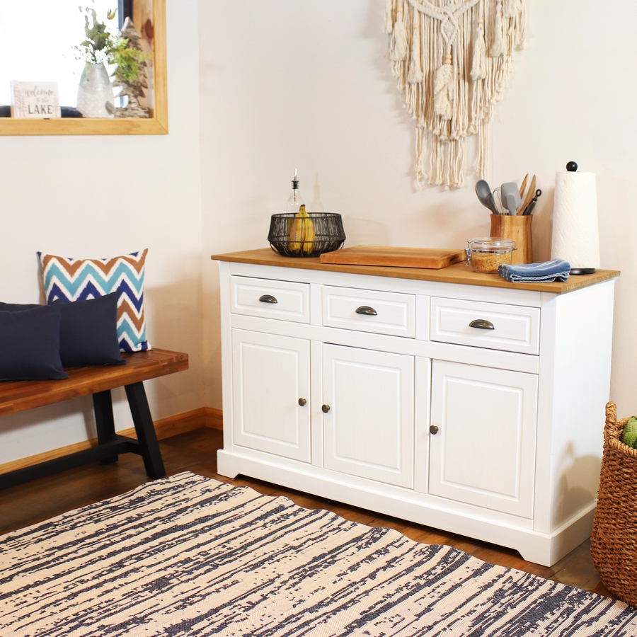 Image 899522_ALTMORE21.jpg, Product 899-522 / Price $436.25, Solid Pine Sideboard with 3 Drawers and 3 Doors from Sunnydaze Décor on TSC.ca's Home & Garden department