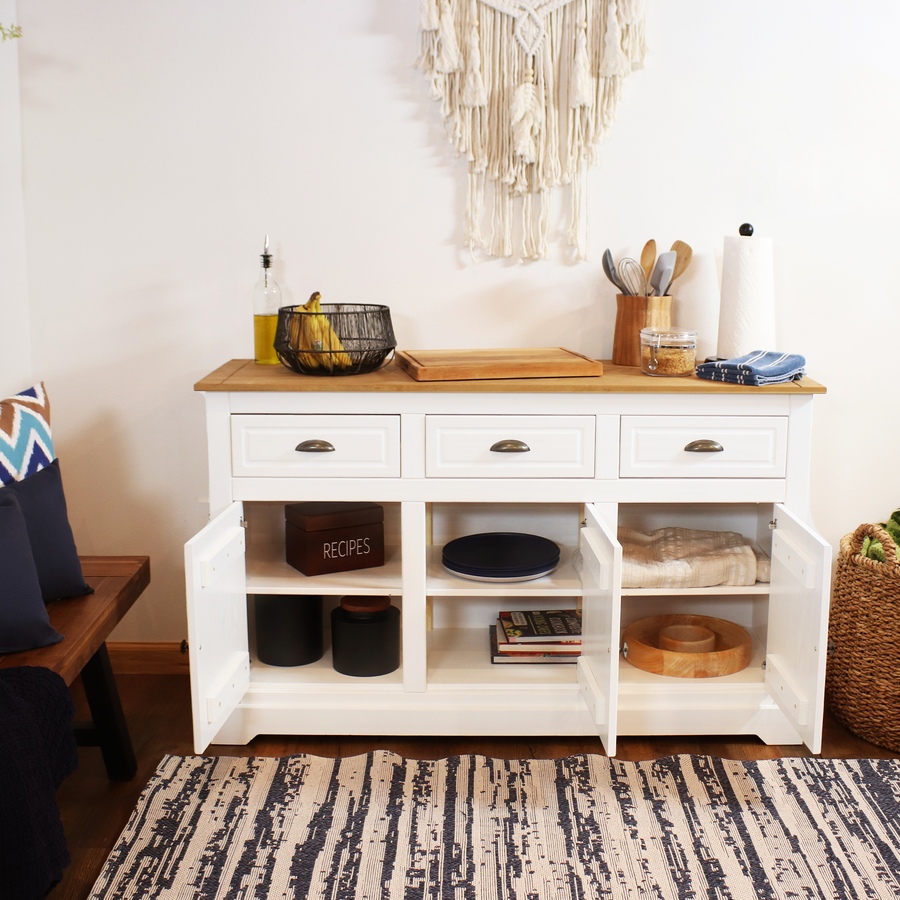 Image 899522_ALTMORE24.jpg, Product 899-522 / Price $436.25, Solid Pine Sideboard with 3 Drawers and 3 Doors from Sunnydaze Décor on TSC.ca's Home & Garden department